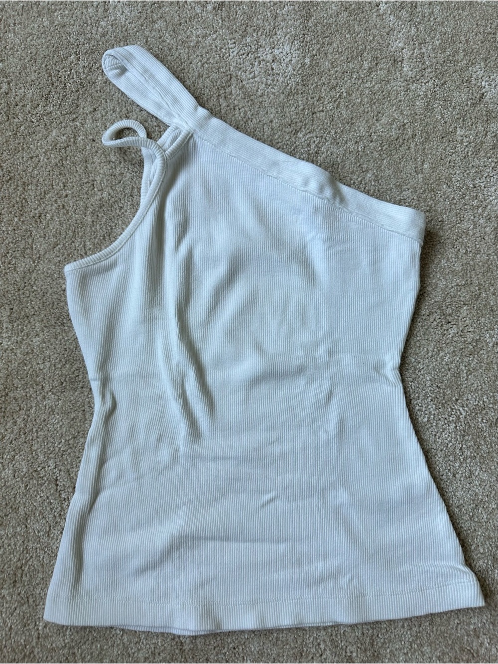 Anthropologie Maeve White Ribbed One-Shoulder Tank